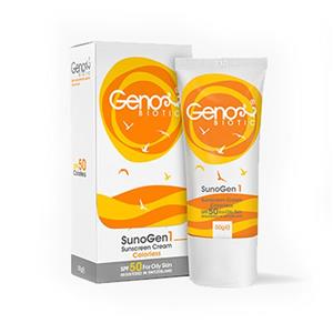 کرم ضد آفتاب SPF50 بی رنگ ژنوبایوتیک مناسب پوست چرب | GenoBiotic